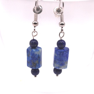 Lazurit csiszolt hasáb fülbevaló, Ékszer, Fülbevaló, Lógó fülbevaló, Ékszerkészítés, MESKA