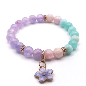 Amazonit - Ametiszt - Kunzit karkötő, Ékszer, Karkötő, Ásványkarkötő, Ékszerkészítés, MESKA