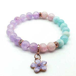 Amazonit - Ametiszt - Kunzit karkötő - ékszer - karkötő - ásványkarkötő - Meska.hu