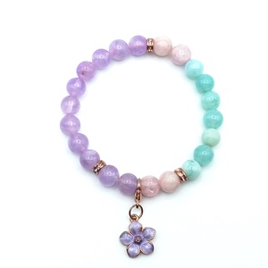 Amazonit - Ametiszt - Kunzit karkötő - ékszer - karkötő - ásványkarkötő - Meska.hu