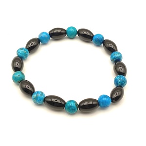 Kék Opál - Ónix karkötő - ékszer - karkötő - ásványkarkötő - Meska.hu