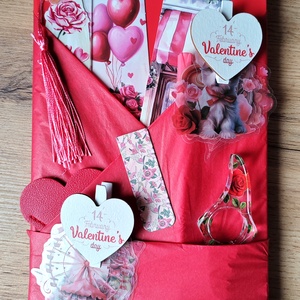 Valentin napi csomag, piros/rózsaszín , DIY (Csináld magad), Egységcsomag, Scrapbook, MESKA