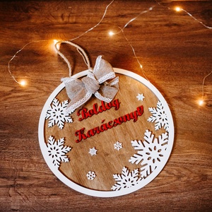 Karácsonyi ajtódísz, Karácsony, Adventi díszek, Adventi ajtódísz, Gravírozás, pirográfia, MESKA