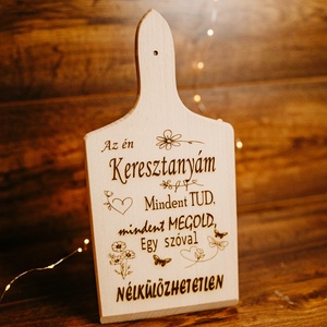 Keresztanyás vágódeszka, Otthon & Életmód, Konyhafelszerelés, tálalás, Sütés, főzés, Vágódeszka, Famegmunkálás, MESKA