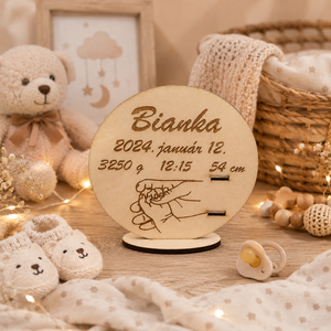 Babakarszalagtartó tábla, Baba - mama, Keresztelő kellékek, Keresztelőajándékok, Gravírozás, pirográfia, MESKA