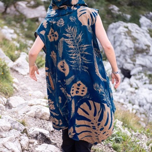 Egyedi, cianotípiával készített kapucnis mellényruha.onesize., Ruha & Divat, Női ruha, Ruha, Fotó, grafika, rajz, illusztráció, Varrás, MESKA