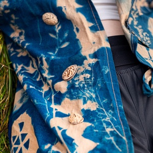 Egyedi, cianotípiával készített kapucnis mellényruha.onesize. - ruha & divat - női ruha - ruha - Meska.hu