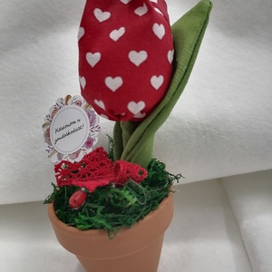 Cserepes textil tulipán - otthon & életmód - dekoráció - dísztárgy - Meska.hu