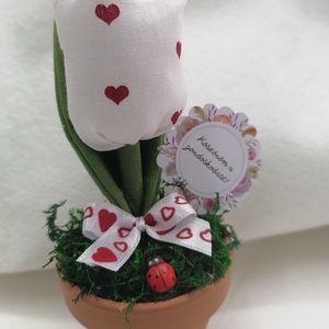 Cserepes textil tulipán, Otthon & Életmód, Dekoráció, Dísztárgy, Varrás, MESKA