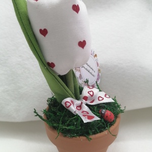 Cserepes textil tulipán - otthon & életmód - dekoráció - dísztárgy - Meska.hu