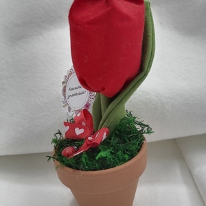 Cserepes textil tulipán - otthon & életmód - dekoráció - dísztárgy - Meska.hu