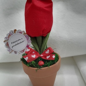 Cserepes textil tulipán, Otthon & Életmód, Dekoráció, Dísztárgy, Varrás, MESKA