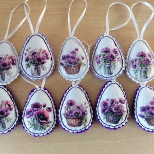 Virág mintás tojás dísz, Otthon & Életmód, Dekoráció, Dísztárgy, Varrás, MESKA