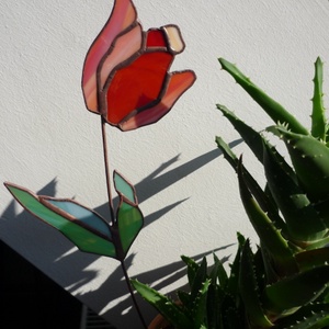 Narancsos tulipán. (tiffany virág, ajándék, anyák napjára, születésnapra, névnapra, lakberendezés) -  - Meska.hu