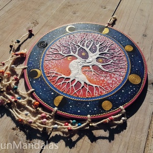 Rózsaszín-kék  Életfa  - otthon & életmód - dekoráció - spiritualitás - mandala - Meska.hu