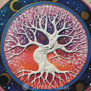 Rózsaszín-kék  Életfa  - otthon & életmód - dekoráció - spiritualitás - mandala - Meska.hu