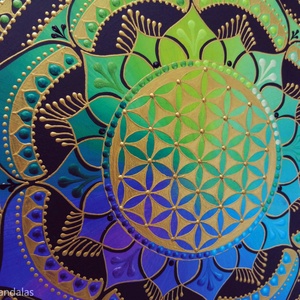 Zöld-türkiz-lila Mandala - otthon & életmód - dekoráció - spiritualitás - mandala - Meska.hu