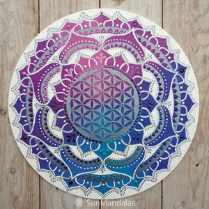  Kék-lila  Mandala, Otthon & Életmód, Dekoráció, Spiritualitás, Mandala, Festett tárgyak, MESKA