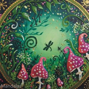 Varázserdő rózsaszín gombákkal  - otthon & életmód - dekoráció - spiritualitás - mandala - Meska.hu