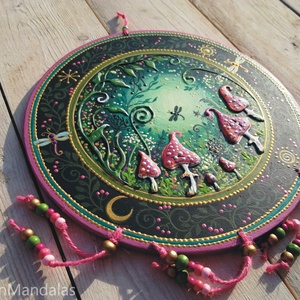 Varázserdő rózsaszín gombákkal  - otthon & életmód - dekoráció - spiritualitás - mandala - Meska.hu