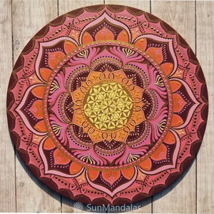  Rózsaszín-barna Mandala Életvirága szimbólummal , Otthon & Életmód, Dekoráció, Spiritualitás, Mandala, Festett tárgyak, MESKA
