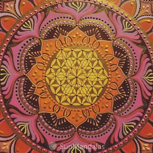  Rózsaszín-barna Mandala Életvirága szimbólummal  - otthon & életmód - dekoráció - spiritualitás - mandala - Meska.hu