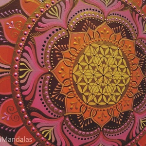  Rózsaszín-barna Mandala Életvirága szimbólummal  - otthon & életmód - dekoráció - spiritualitás - mandala - Meska.hu