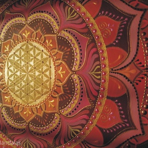 Rózsaszín-barna Mandala Életvirága szimbólummal  - otthon & életmód - dekoráció - spiritualitás - mandala - Meska.hu
