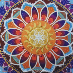 Indián Mandala Életmag és Napforgó szimbólummal  - otthon & életmód - dekoráció - spiritualitás - mandala - Meska.hu