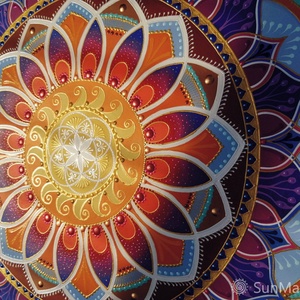 Indián Mandala Életmag és Napforgó szimbólummal  - otthon & életmód - dekoráció - spiritualitás - mandala - Meska.hu