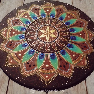  Türkizzöld-BarnaNapMandala Életmag szimbólummal  - otthon & életmód - dekoráció - spiritualitás - mandala - Meska.hu