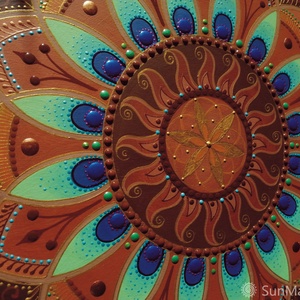  Türkizzöld-BarnaNapMandala Életmag szimbólummal  - otthon & életmód - dekoráció - spiritualitás - mandala - Meska.hu