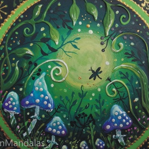 Varázserdő kék gombákkal  - otthon & életmód - dekoráció - spiritualitás - mandala - Meska.hu