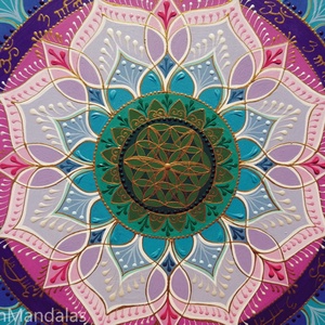 Rózsaszín  Lótusz Mandala Életvirága szimbólummal  - otthon & életmód - dekoráció - spiritualitás - mandala - Meska.hu