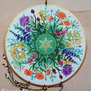  Gyógynövényes Mandala Életmag szimbólummal  - Meska.hu