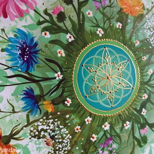  Vadvirágos Mandala Életmag szimbólummal  - otthon & életmód - dekoráció - spiritualitás - mandala - Meska.hu