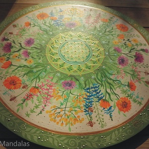  Vadvirágos-gyógynövényes Mandala Életvirága szimbólummal  - otthon & életmód - dekoráció - spiritualitás - mandala - Meska.hu
