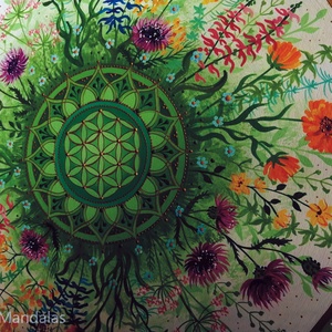  Vadvirágos-gyógynövényes Mandala Életvirága szimbólummal  - otthon & életmód - dekoráció - spiritualitás - mandala - Meska.hu