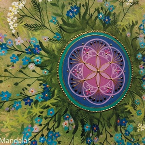  Nefelejcses Mandala Életmag szimbólummal  - otthon & életmód - dekoráció - spiritualitás - mandala - Meska.hu