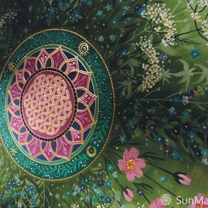  Nefelejcses-cickafarkas Mandala Életvirága szimbólummal  - otthon & életmód - dekoráció - spiritualitás - mandala - Meska.hu