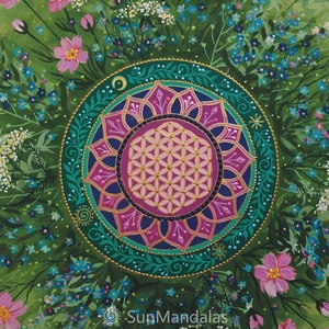  Nefelejcses-cickafarkas Mandala Életvirága szimbólummal  - otthon & életmód - dekoráció - spiritualitás - mandala - Meska.hu