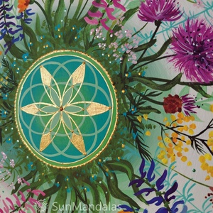  Vadvirágos Mandala Életmag szimbólummal  - otthon & életmód - dekoráció - spiritualitás - mandala - Meska.hu
