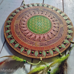 Amulett Mandala / zöld-barna - otthon & életmód - dekoráció - spiritualitás - mandala - Meska.hu