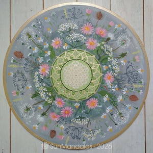  Kamillás Mandala Életvirága szimbólummal , Otthon & Életmód, Dekoráció, Spiritualitás, Mandala, Festett tárgyak, MESKA