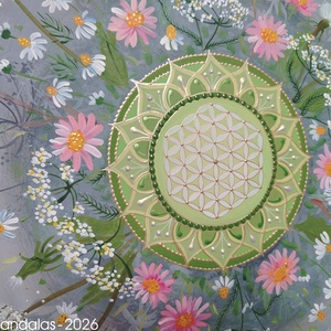  Kamillás Mandala Életvirága szimbólummal  - otthon & életmód - dekoráció - spiritualitás - mandala - Meska.hu
