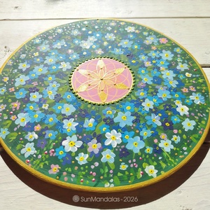  Nefelejcses Mandala Életmag szimbólummal  - otthon & életmód - dekoráció - spiritualitás - mandala - Meska.hu