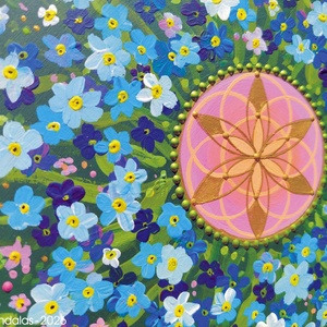  Nefelejcses Mandala Életmag szimbólummal  - otthon & életmód - dekoráció - spiritualitás - mandala - Meska.hu