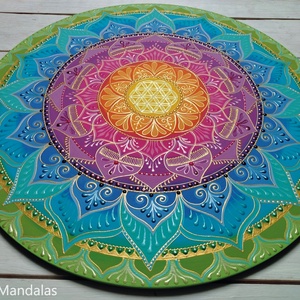  Zöld Szivárvány Mandala  - otthon & életmód - dekoráció - spiritualitás - mandala - Meska.hu