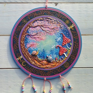 Varázserdő csigával és kisegérrel, Otthon & Életmód, Dekoráció, Spiritualitás, Mandala, Festett tárgyak, MESKA