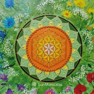 Vadvirágos-gyógynövényes Mandala Életvirága szimbólummal  - otthon & életmód - dekoráció - spiritualitás - mandala - Meska.hu
